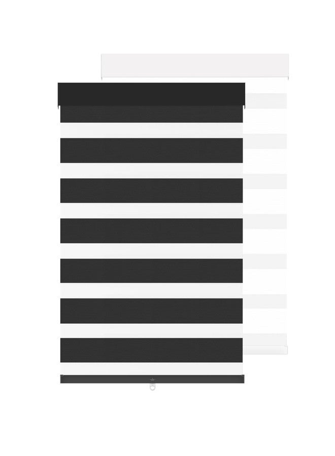 sunmaintain Cordless Zebra Blinds for Windows (30" W X 72" H, Black) Free-Stop Zebra Roller Shades Dual Layer Light Filtering Privacy for Day and Night, Light Control for Home, Bedroom, Office - Image 1